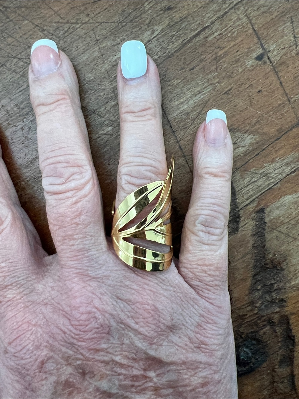 Gold Tone Sculptural Wrap Ring - Women Jewelry (Adjustable)